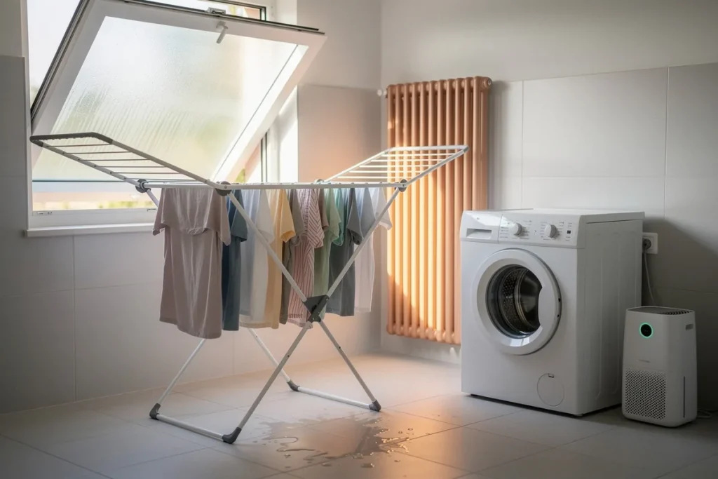 Gdzie ustawić suszarkę na pranie w domu, żeby ubrania szybciej schły i nie pachniały stęchlizną