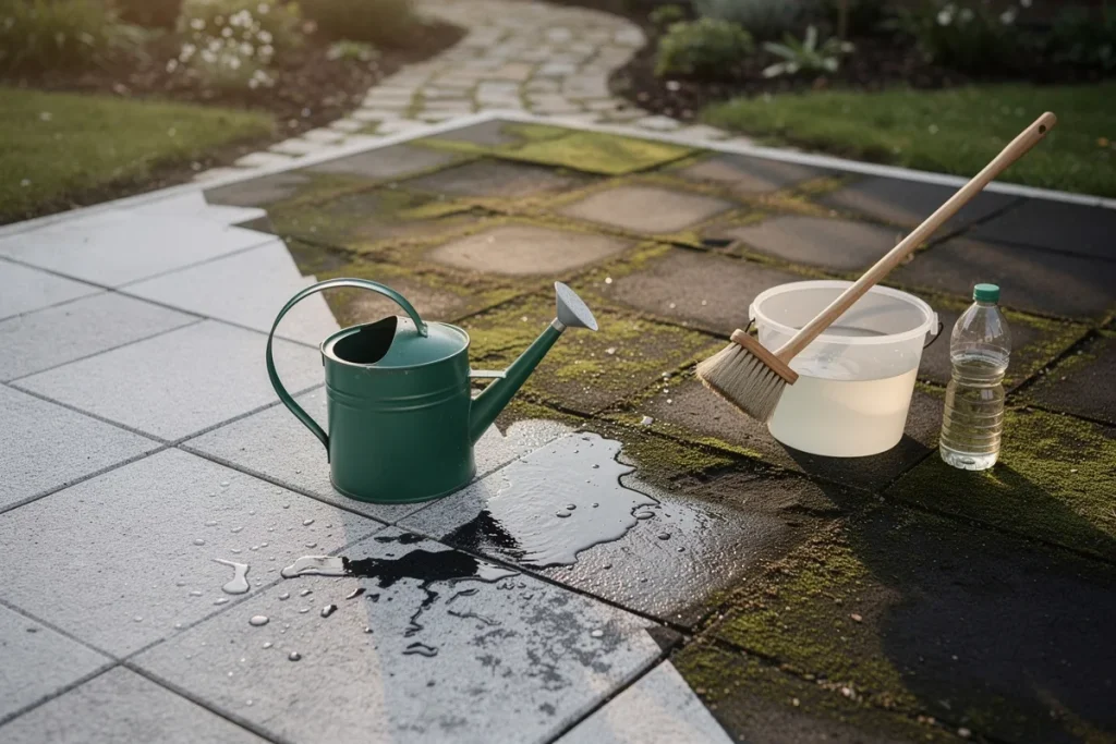 Jak wyczyścić poczerniały taras i ogrodowe ścieżki niemal bez wysiłku prostymi, skutecznymi metodami
